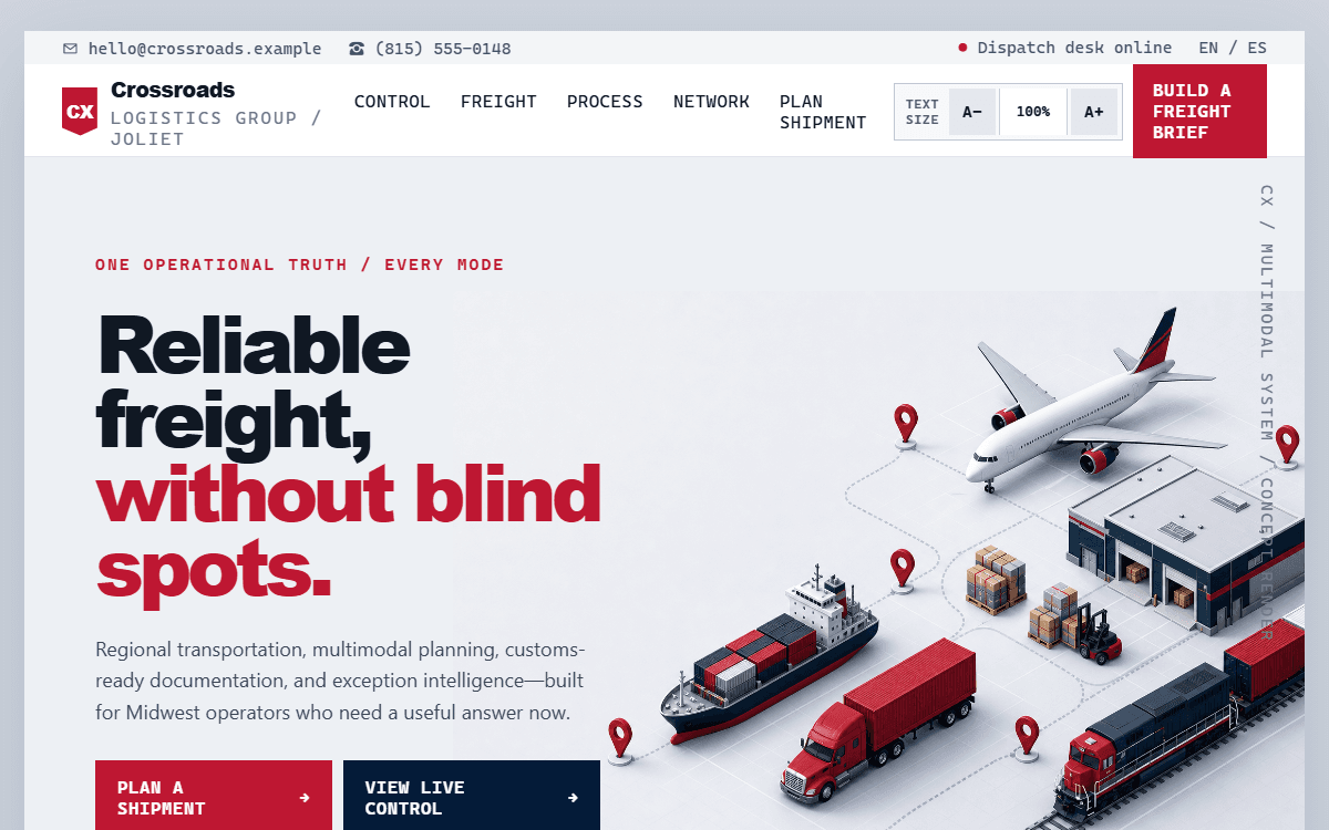 Crossroads Logistics Group demo site homepage