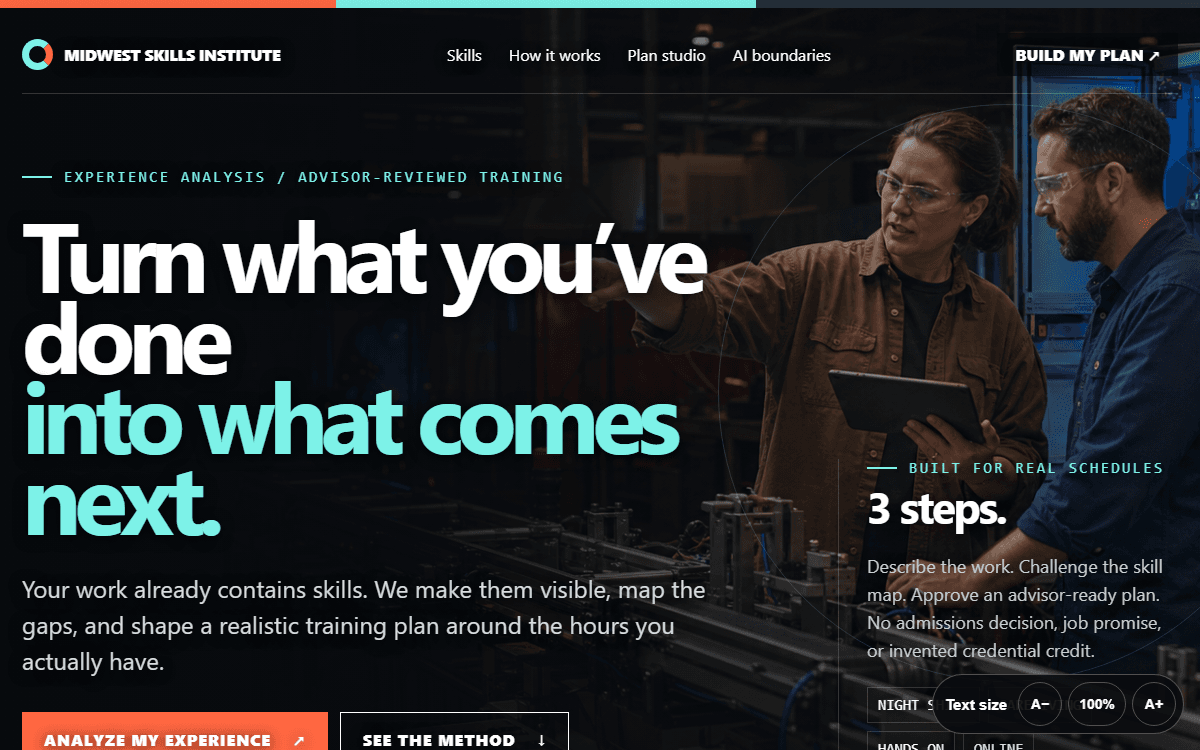 Midwest Skills Institute demo site homepage