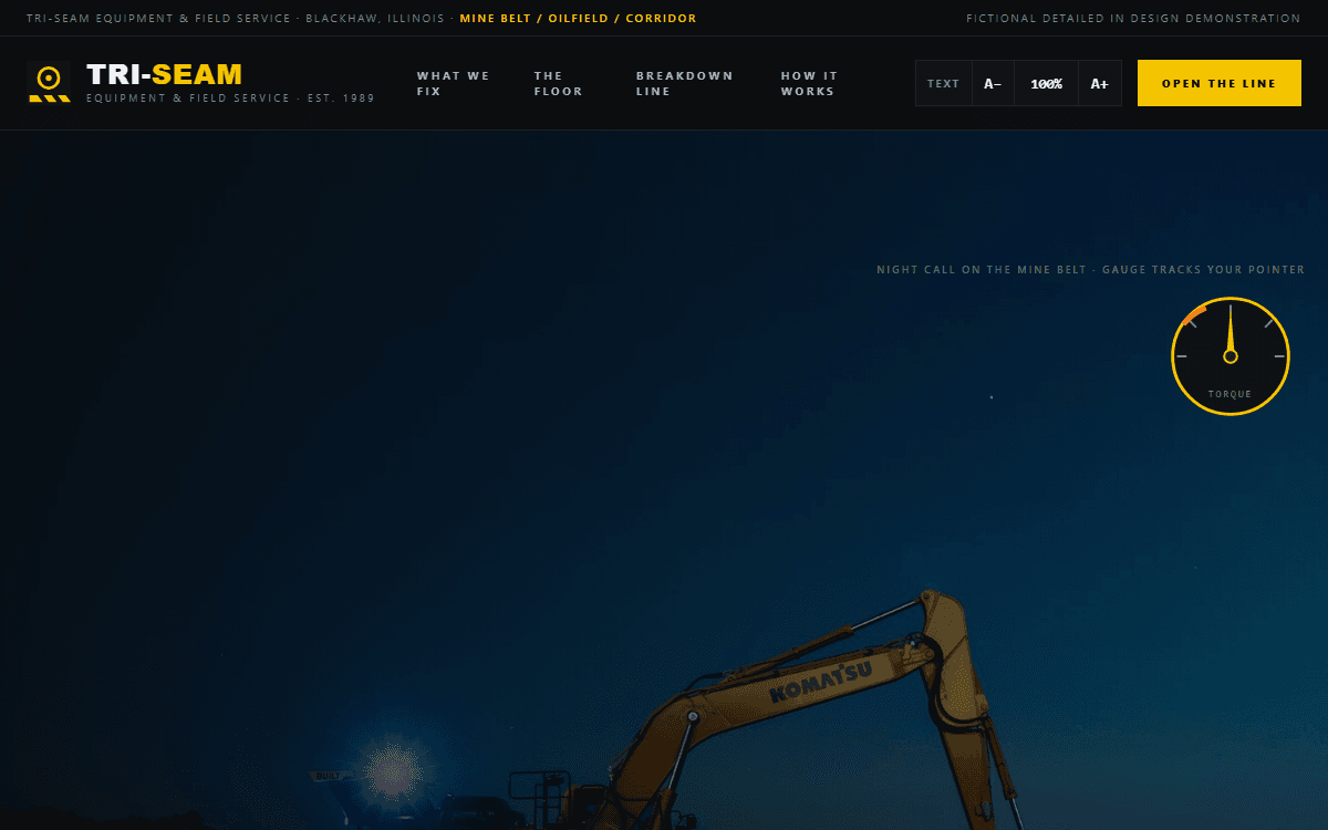 Tri-Seam Equipment & Field Service demo site homepage